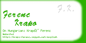 ferenc krapo business card